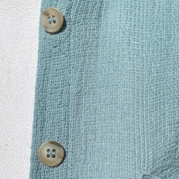 Soft Surroundings Gauzy Textured Cotton Light Blue Top XS Short Sleeve Tunic - Picture 9 of 11